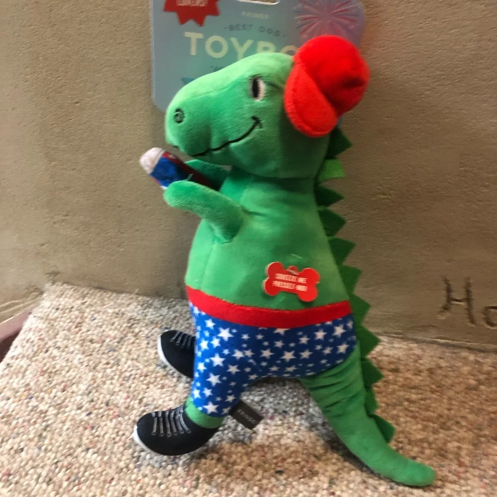 🆕 Fringe Studio Mr. 4th of July T Rex Dog Toy